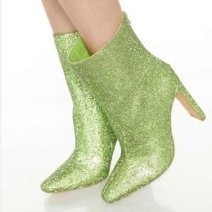Green Glitter Heeled Boots